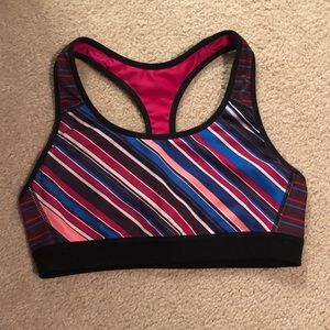 Multicolor striped sports bra